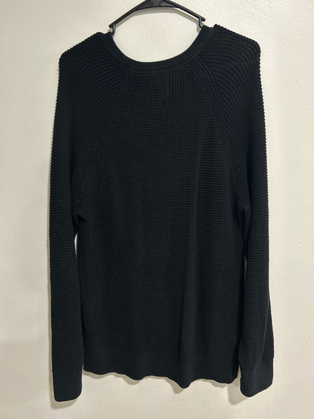 GAP Black Waffle Knit Sweater Size Medium Cotton Crewneck Pullover - Picture 5 of 5